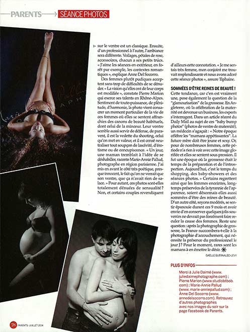 Photographe grossesse magazine parents